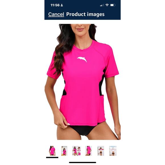Women’s UPF50+ Quick Dry Rash Guard Swim Shirt Top with Built-in Bra - Solid - Picture 1 of 11